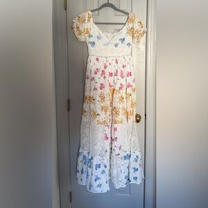 Floral Dress with Lace Accents